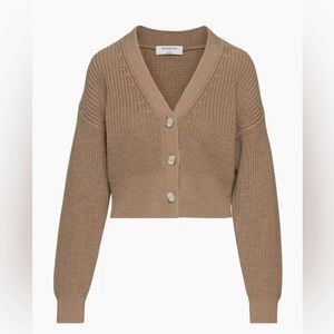 Aritzia Babaton Cropped Wool Button Up V-neck Cardigan Size S